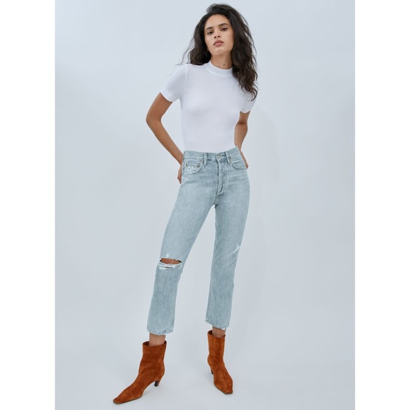 Agolde Riley High Rise Straight Crop Jeans in Shatter, Size 31, NWOT - Picture 8 of 16